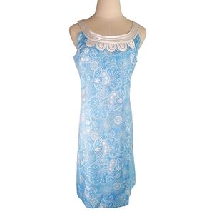 Loft Pastel Botanical Floral Sheath Lace Satin Preppy Spring Event Scoopneck 10P